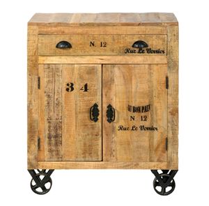 SIT Möbel Kommode auf Rollen | 2 Türen, 1 Schublade | Mango-Holz natur antik | B 80 x T 40 x H 95 cm | 01909-04 | Serie RUSTIC