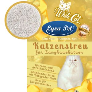 15 Liter Lyra Pet® White Cat® Katzenstreu mit Babypuderduft für Langhaarkatzen