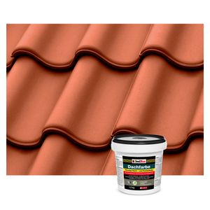 Isolbau Dachfarbe Ziegelrot 1,5 kg Sockelfarbe Fassadenfarbe Dachbeschichtung RAL Farbe