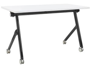 BELIANI Schreibtisch Weiß u. Schwarz 120 x 60 cm Klappbar Faltbar mit Rollen Mobil Bürotisch für Homeoffice Büro Modernes Design