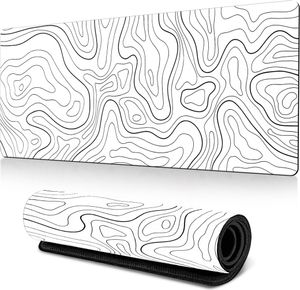 Mauspad XXL Mauspad Gaming 900x400mm, Gaming Mousepad XXL Mousepad Gaming Liquid Design,Gaming Mauspad Groß Vernähte Kanten, Rutschfeste Schreibtischunterlage für PC, Verbessert Präzision, Weiß
