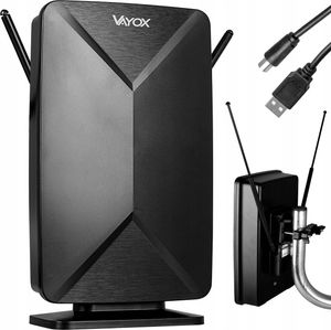 Vayox Antena DVB-T/T2 TV VA0248 | 4K | LTE |  Przewód 8 m | Czarny