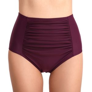 Damen Hoch Taillierte Bikini-Tankini-Hose Badehose Baden Badeshorts,Farbe:Lila,Größe:XXL