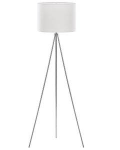 BELIANI Stehlampe Silber und Weiß Metall 148 cm runder Stoffschirm dreibeiniges Stativ langes Kabel mit Schalter Minimalistisches Design