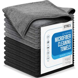 Strex Mikrofaser Reinigungstücher - 12 Stück 30 x 30 cm - Waschbar - Putztücher - Reinigung / Auto