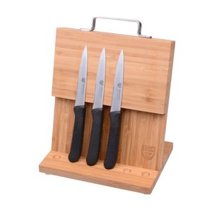 GRÄWE Magnet-Messerhalter Bambus klein mit Gemüsemessern schwarz