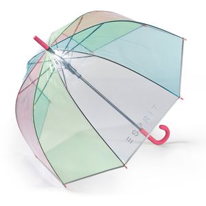 Esprit Automatik Regenschirm Glockenschirm durchsichtig transparent rainbow rot