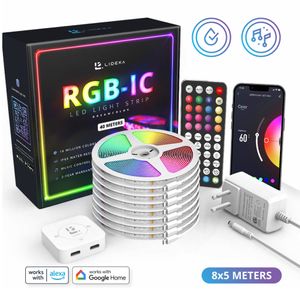Lideka® RGBIC LED-Streifen 40m (8x5), LED Strip, App Steuerung WLAN und Fernbedienung, led leiste, Musik Sync, mit Alexa und Google Assistant, Deko,