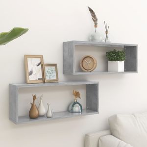 vidaXL Cube Shelves 2 ks. Betonově šedé 60x15x23 cm odvozený dřevěný výrobek