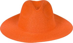 styleBREAKER Damen Panama Sonnenhut, Strohhut, Schlapphut, Faltbarer Knautschhut, Sommerhut, Fedora Hut 04025041, Farbe:Orange