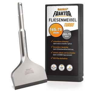 BAURIX® Fliesenmeißel SDS Plus Meißel 165x75 mm I FRAKTOR® - Mühelos Fliesen entfernen I Abgewinkelter Flachmeißel breit - Fliesen & Fliesenkleber BAURIX® Fliesenmeißel SDS Plus Meißel 165x75 mm I FRAKTOR® - Mühelos Fliesen entfernen I Abgewinkelter Flachmeißel breit - Fliesen & Fliesenkleber
