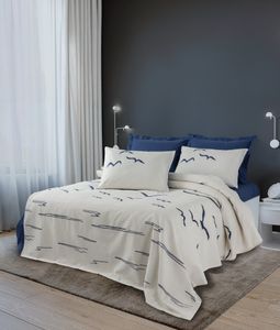 L'Essentiel Linge de Maison, Larum - tmavě modrá, tmavě modrá, jednobarevný piké (FR), 50 % BAVLNA / 50 % POLYESTER, 140 x 220 cm