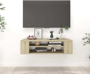 The Living Store TV-Hängeschrank Sonoma-Eiche 100x30x26,5 cm Holzwerkstoff