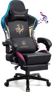 GTPLAYER Gaming Stuhl Gamer Stuhl mit Bluetooth-Lautsprechern und Fußstütze, Dragon Series Bürostuhl, Ergonomischer Drehsessel, Computerstuhl Schwarz GTPLAYER Gaming Stuhl Gamer Stuhl mit Bluetooth-Lautsprechern und Fußstütze, Dragon Series Bürostuhl, Ergonomischer Drehsessel, Computerstuhl Schwarz