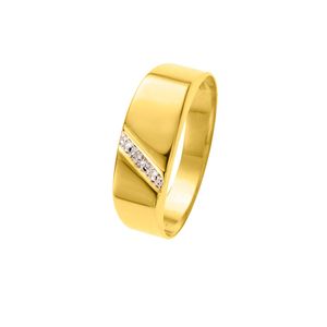 Lucardi - Herren Ring mit Diamant - Rechteckig - Schmuck - Geschenk Gold