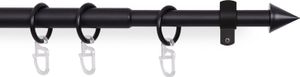 Stilgarnitur Schwarz ( Kegel ) ausziehbar 120-220cm Vorhangstange Ø16mm Komplettstilgarnitur inkl. Befestigungsmaterial, für Gardinen und Vorhänge