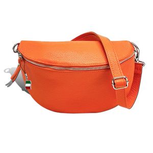 Florence Echtleder Bauchtasche groß Damen orange Umhängetasche Jugend D2OTF825O