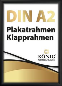 Dreifke® Plakatrahmen DIN A2 | 25mm Alu Profil, eckig | schwarz | Alu Klappra...