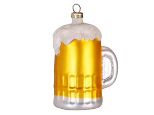 Christbaumschmuck Glas Bierkrug 9cm gold