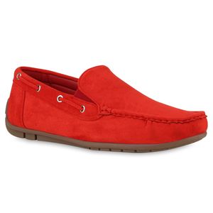 VAN HILL Herren Mokassins Slippers Bequeme Profil-Sohle Schuhe 841201, Farbe: Rot, Größe: 44