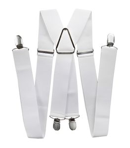 axy® Herren Hosenträger 3,5cm breite mit 4 Stabile Clips X-Form länge verstellbar Hochzeit-Business Outfit-Weiß