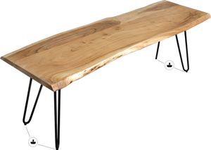 Sitzbank Baumkante 180 cm natur massiv Akazie Hairpin schwarz Quintus Sitzbank Baumkante 180 cm natur massiv Akazie Hairpin schwarz Quintus
