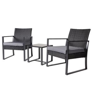 SVITA LOIS Poly Rattan Sitzgruppe Gartenmöbel Garnitur Tisch Sessel Set schwarz