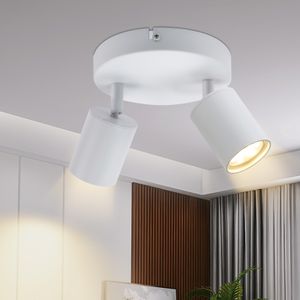 ZMH LED stropné svietidlo 2 plamene stropné svietidlo bodové GU10 330° otočné stropné bodové biele moderné chodbové svietidlo nástenné bodové svietidlo okrúhle bez žiaroviek