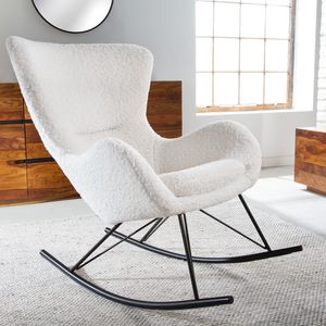 Design Schaukelstuhl SCANDINAVIA SWING weiß Bouclé Sessel Teddystoff