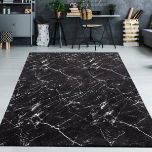 Marmor Teppich Abstrakt in schwarz Größe - 140x200 cm