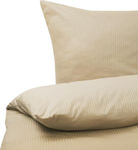 BELIANI Komplet pościeli poszewki na kołdrę i poduszkę beżowy w paski satynowa bawełna 240 x 220 cm sypialnia
