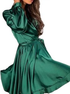 Damen Abendkleider Satin Langes Kleid Maxi Kleider Einfarbig Sommerkleid Ballkleid Grün,Größe S