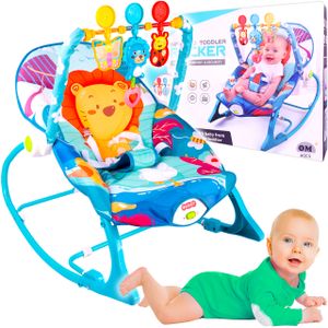 Malplay BabyWippen | elektrische Babyschaukel | Sitz mit Baby Mobile | Tiere Motive | bis zu 3 Jahren 18 kg | Blau