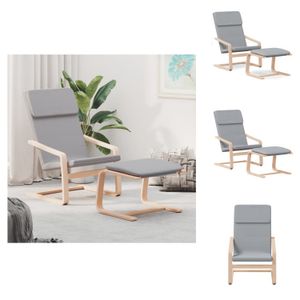 vidaXL Fotel Relax z taboretem jasnoszary materiał - Fotel