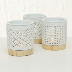 Duftstövchen Teelichthalter mit Teller Keramik weiß 11x8cm