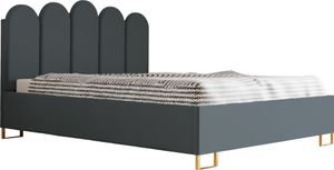 Schlafzimmer-Polsterbett MALAGA, Gepolstertem Kopfteil, Hochwertiger ELEMENT Polsterstoff, Bettkasten mit Gasdruckfeder, Komfortable Betthöhe 39 cm, 160x200 cm Grau