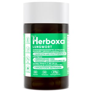 Herboxa LUNGWORT mit 550mg geflecktes Lungenkraut - Enthält Folsäure, die Müdigkeit und Erschöpfung reduziert, Vitamin C, Quercetin, ProG-Phen