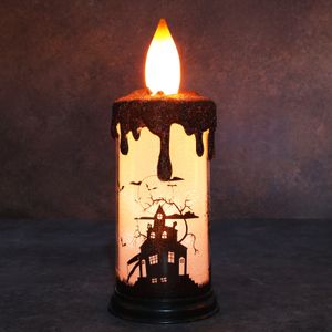 Flammenlose Halloween-Kerzen, flackernde LED Kerzen, batteriebetriebene Kerzen, warmes Licht, Halloween-Dekorationen für drinnen und draußen，Burg