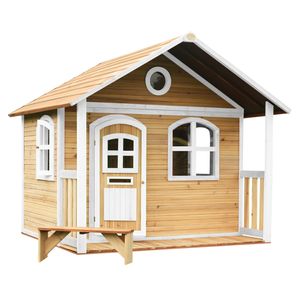 AXI Spielhaus Milan aus  Holz | Outdoor Kinderspielhaus mit Veranda für den Garten in Braun & Weiß | Gartenhaus für Kinder mit Fenstern