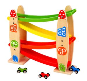 Lelin Toys jodelbahn Junior 32 x 26 cm Holz 4-teilig, Farbe:Rot,Braun,Gelb,Grün