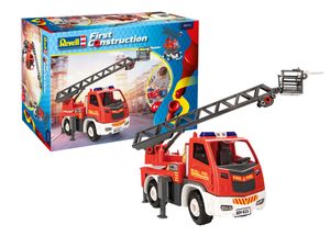Revell First Construction Feuerwehrauto Leiterwagen, Feuerwehr Auto, Modellbausatz für Kinder, 74 Teile, ab 4 Jahre, 00914