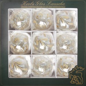 Krebs Glas Lauscha Christbaumkugeln 9er Set Transparent Silber/Gold - Größe ca. 8cm