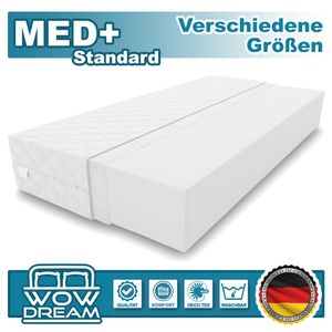 Matratze MED+ Standard 100x200x10cm aus hochwertigem Kaltschaum | Rollmatratze mit waschbarem Bezug I H3
