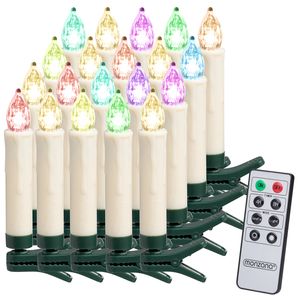 Monzana LED Weihnachtsbaumkerzen Kabellos Warmweiß Bunt 20er 30er 40er Set Batterie Timer Dimmbar Fernbedienung Christbaumkerzen Tannenbaumkerzen, Anzahl/Farbe:20er / mehrfarbig