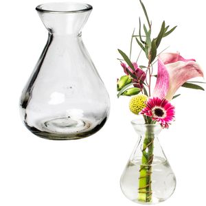 12 x Glasfläschchen - Vasen in stilvoller Optik H 10 cm - Glasflaschen - Tischvasen - Glasvasen - Kleine Blumenvase- Dekoflaschen - Väschen