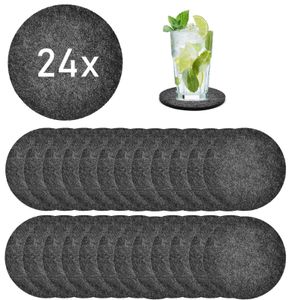 24x Hochwertige Filz-Untersetzer für Getränke - runde Glasuntersetzer - Tischuntersetzer Tassenuntersetzer Getränkeuntersetzer aus Filz - Ø 10cm - Rund - Extra dick