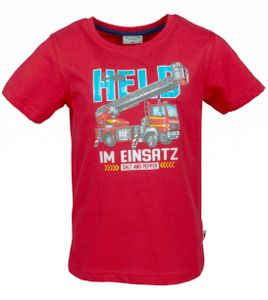 EDUPLAY 230050 Kinder T-Shirt "Feuerwehr" 116 1 Stück rot 100% Baumwolle 