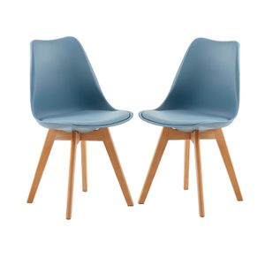 IPOTIUS 2er Set SGS Esszimmerstühle mit Massivholz Buche Bein, Skandinavisch Design Gepolsterter Küchenstühle Stuhl Küche Holz, Hellblau