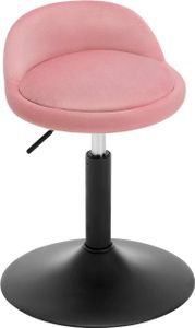 WOLTU Schminkhocker, höhenverstellbar, Bürohocker, Küchenhocker, Drehhocker, Samt, Rosa+Schwarz