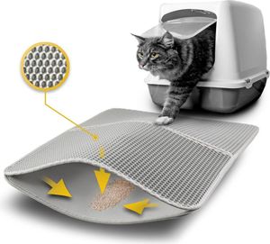 lionto doppellagige Katzenstreu-Matte, 61x38 cm, grau